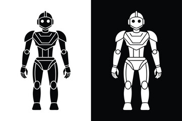 Download Humanoid Robot Vector Icon – High-Quality Silhouette.