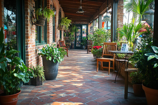 Historic brick streets of Ybor City, Tampa, vintage cigar shops, lively and cultural atmosphere