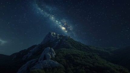 Fototapeta premium Milky Way over Mountain Peak Night Sky