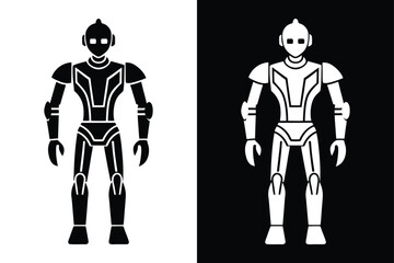 Download Humanoid Robot Vector Icon – High-Quality Silhouette.