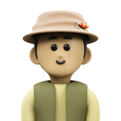 fisherman avatar 3d illustration
