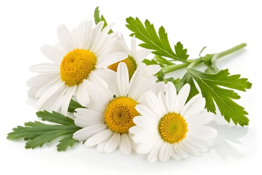 chamomile flowers isolated on white background