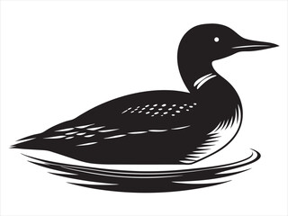 Loon silhouette vector illustration, Loon silhouette on white background, Loon silhouette EPS