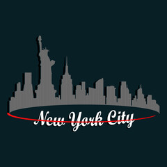 gray skyline new york city silhouette modern vector text, illustration vector style, letters style