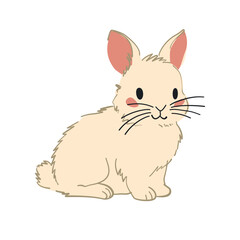 White background featuring a simple bunny with pink ears, ideal for minimalistic Easter-themed designs and decor.