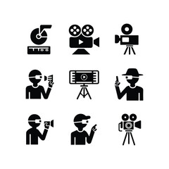 Set of video conference line icons. Meeting, online, live, call etc. Editable stroke 3d realistic vector icon illustrations. Cinema and movie icon set, lights arrow, popcorn and tickets, Video icon se