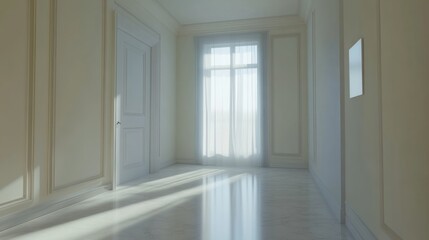 Fototapeta premium Empty Hallway with Sunlight Streaming In