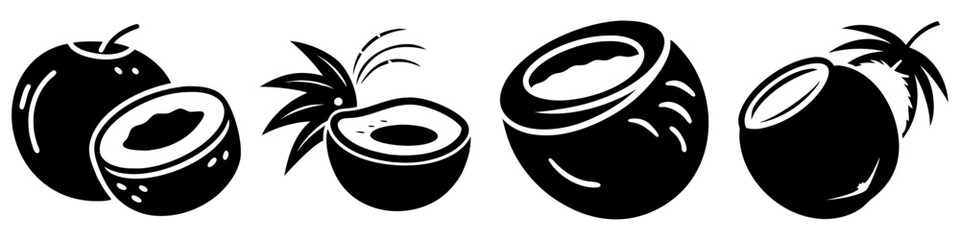 coconut icon, coconut silhouette vector illustration-simple silhouette illustration of coconut, perfect for coconut logos and icons