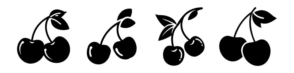 cherry icon, cherry silhouette vector illustration-simple silhouette illustration of cherry, perfect for cherry logos and icons