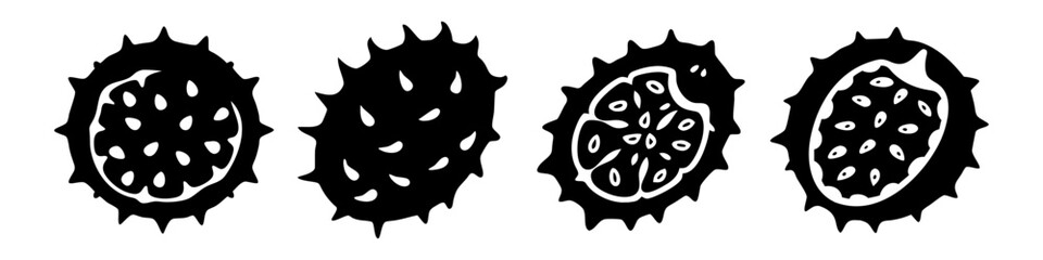 kiwano horned melon icon, kiwano horned melon silhouette vector illustration-simple silhouette illustration of kiwano horned melon, perfect for kiwano horned melon logos and icons