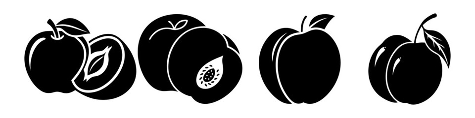 nectarine fruit icon, nectarine fruit silhouette vector illustration-simple silhouette illustration of nectarine fruit, perfect for nectarine fruit logos and icons