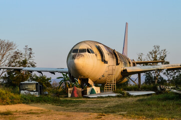 Abandoned Old Airplanes are still very useful, Learning their parts and Functions are quite interesting at Chiang Mai, Northern Thailand.