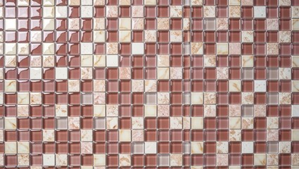 Fototapeta premium Close-up of pink and white glass mosaic tile.