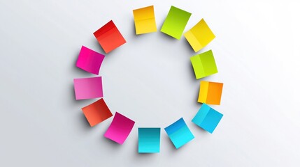 Decorative Circular Design of Overlapping Sticky Notes