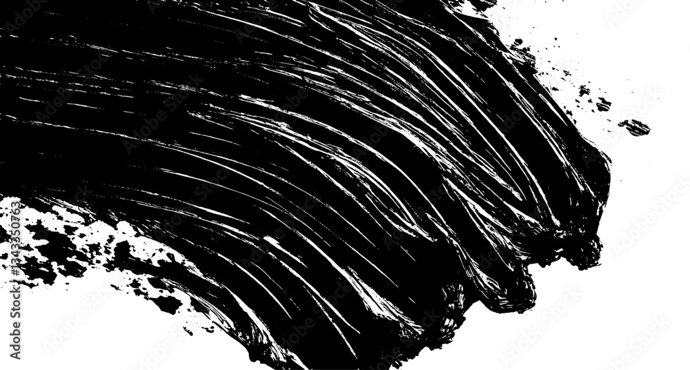 Aufkleber brushstroke texture conveys the dynamic energy of creativity in a black and white composition, highl