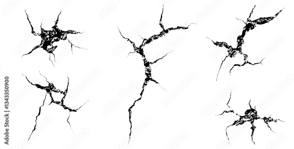 Poster Intricate patterns of cracks reveal nature's art in a forgotten structure during twilight hours
