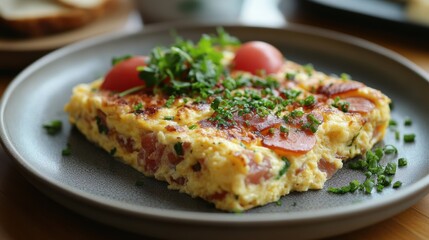 A golden-brown masterpiece of culinary art, scrambled eggs, nestled on a plate, beckoned with the promise of a satisfying and nutritious breakfast.