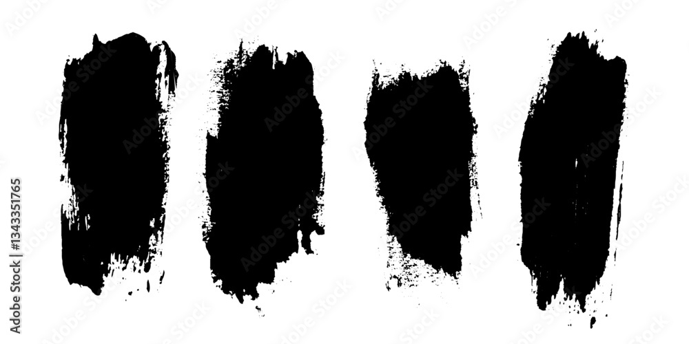 Aufkleber exploring the expressive energy of a bold set of brushstrokes in black on a white canvas