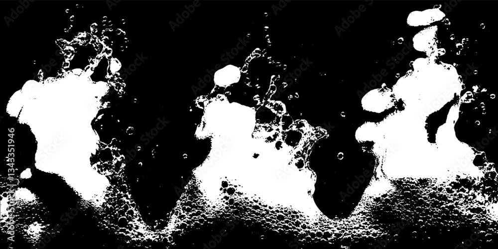 Poster dynamic foam waves rise and fall against a contrasting dark background, showcasing their intricate t