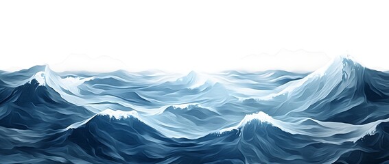 Obraz premium Oceanic Symphony: A captivating visualization of the ocean, with artistically rendered waves, capturing the movement and power of the sea.