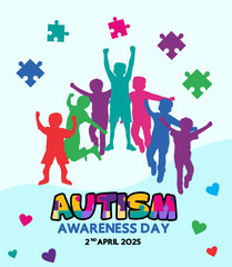 World autism awareness day 2025 poster illustration vector. social media post