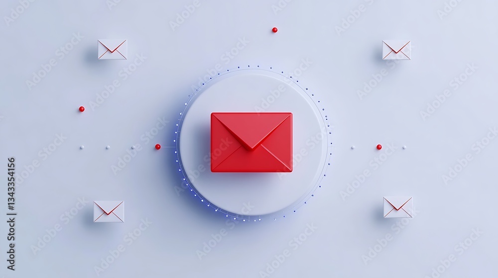 Poster red envelope on a digital platform representing communication and modern messaging concepts