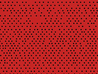 Red background with evenly spaced black dots creating a modern, minimalist pattern suitable for various design uses