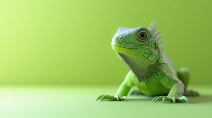 Fototapeta premium Vibrant green iguana exploring its habitat nature setting close-up perspective wildlife concept