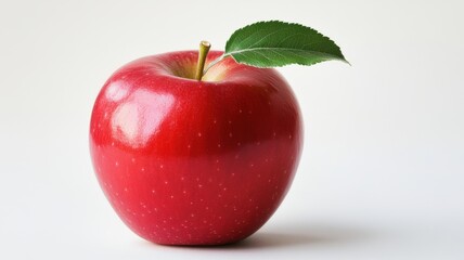 A fresh red apple with a smooth, shiny surface isolated on a transparent background.