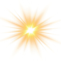 Obraz premium Yellow sun, a flash, a soft glow without departing rays. Star flashed with sparkles isolated on white background. Vector illustration of abstract yellow splash.