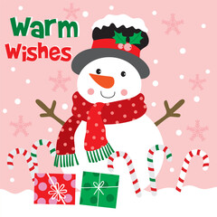 Cute Snowman For Christmas Card or Bag design