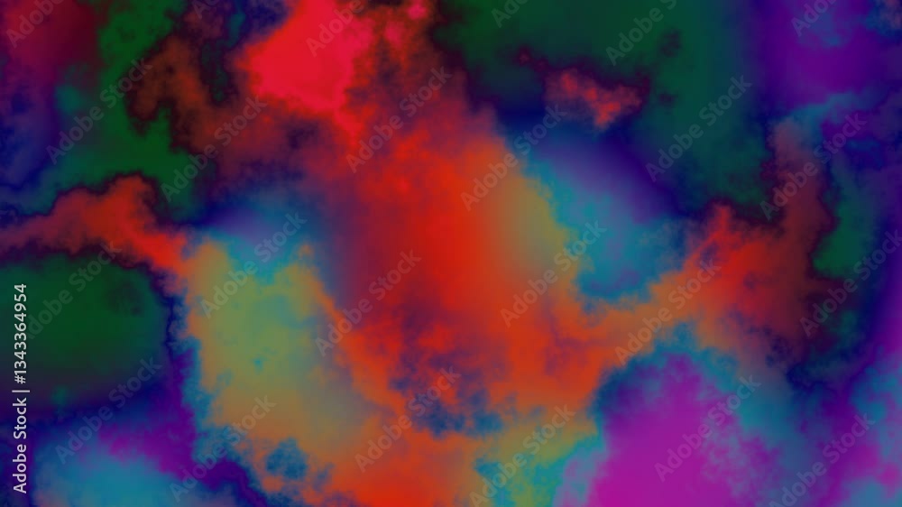 Aufkleber Seamless abstract psychedelic wavy background for loop playback. 4k video. Cloudy nebula background. Natural retro colors.