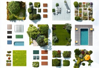 Aerial perspective showcasing a house with a clear swimming pool in a beautiful setting.
