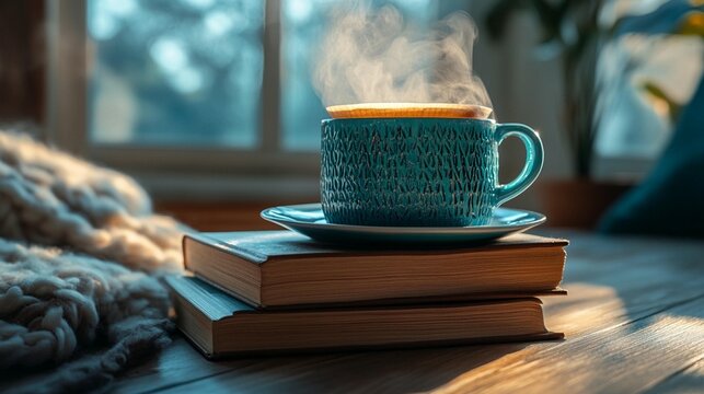 Cozy Winter Morning: Tea, Books, and Warmth