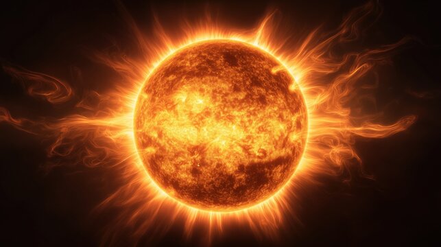 Burning Sun with dynamic solar flares and plasma eruptions in deep space