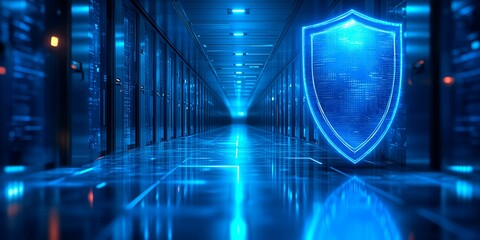 Digital security network corridor with advanced authentication symbols