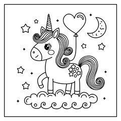 Cute Unicorn Bold and Easy Coloring Book for Kids and Adults