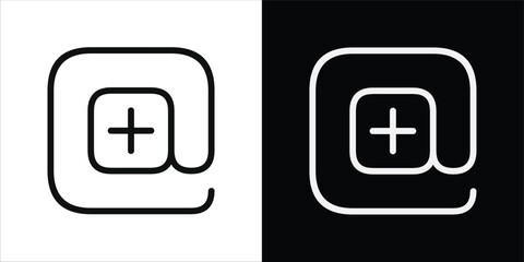 Obraz premium Minimalist Outline Art of At Symbol with Plus Sign Variations
