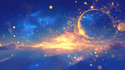 Fototapeta premium beautiful stunning space view above the sky anime art style 