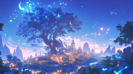 Fototapeta premium wallpaper background of starry night in fantasy theme 