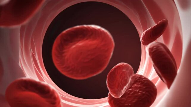 Red blood cells in the bloodstream.