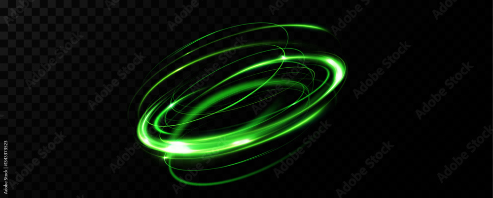 Fototapete Green neon ring. Glowing circle. Glow effect. Round light frame. abstract light lines of movement and speed. Abstract light lines of movement and speed. light green ellipse.