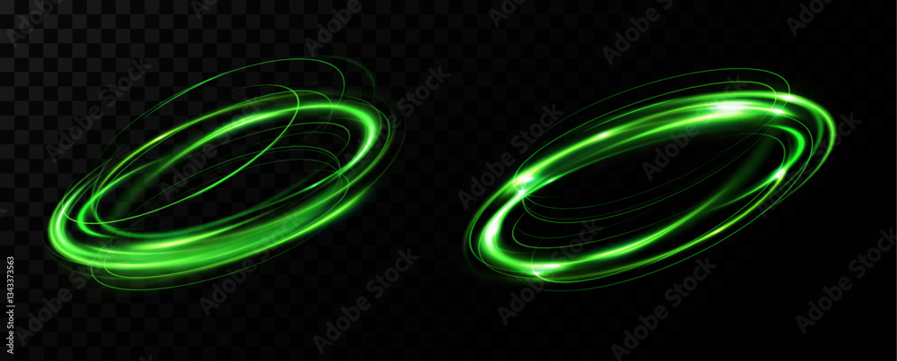 Aufkleber Green neon ring. Glowing circle. Glow effect. Round light frame. abstract light lines of movement and speed. Abstract light lines of movement and speed. light green ellipse.