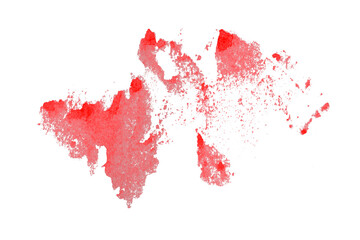 Abstract red watercolor painting on transparent background. This is a watercolor splash painting, hand drawn.