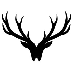 Deer Antlers black silhouette vector, Simple silhouette Design vector icon with white background.
