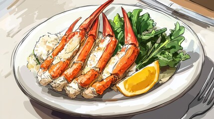 Snow Crab Legs on Plate. Culinary Meal of Fresh Seafood for Lunch