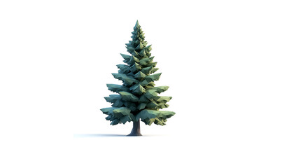 Digital pine tree low poly design with geometric nature-inspired style