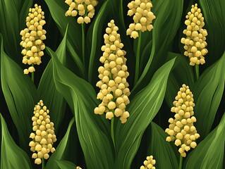 Obraz premium Yellow Lily of the Valley Seamless Pattern.