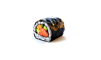 Sushi low poly food background with abstract polygonal digital design