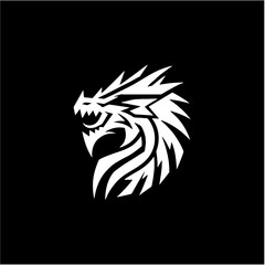 Geometric dragon solid silhouette logo vector for branding, gaming, and modern design concepts